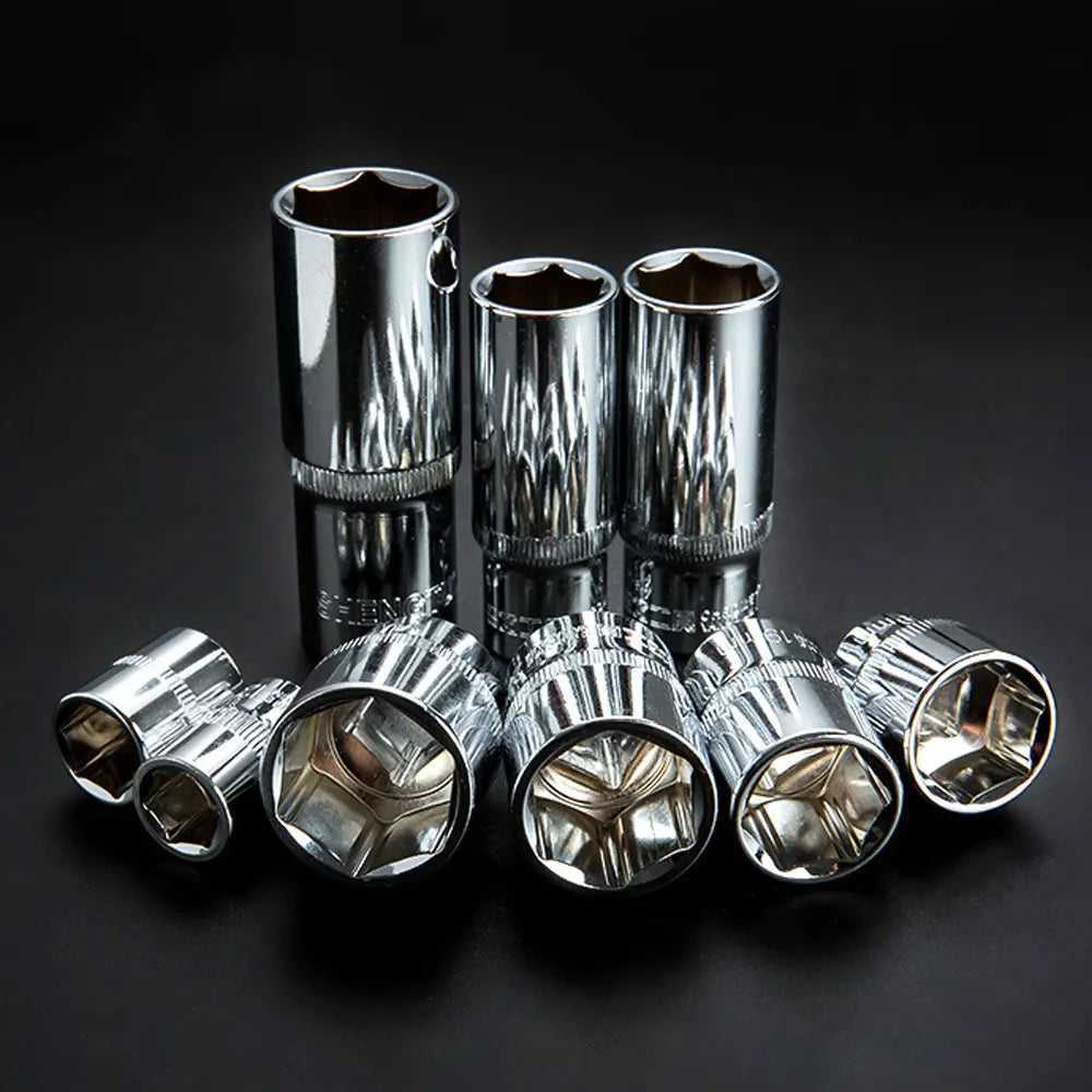 Hex Socket Wrench Head Set 1/4 3/8 1/2 Short Long Socket Deep Nut Driver