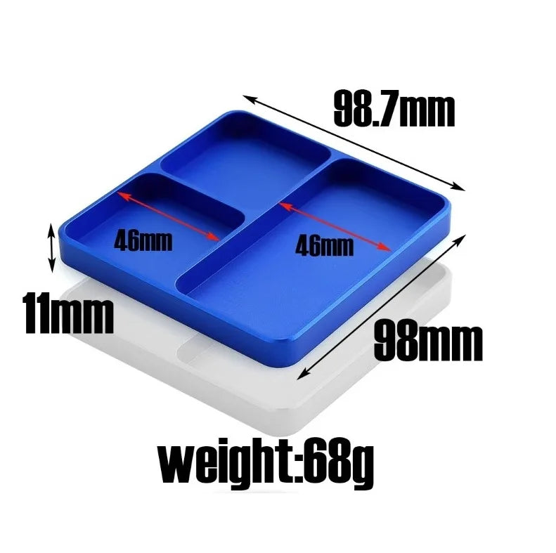 Mini CNC Aluminium Magnetic Screw Tray 98*98*11mm.