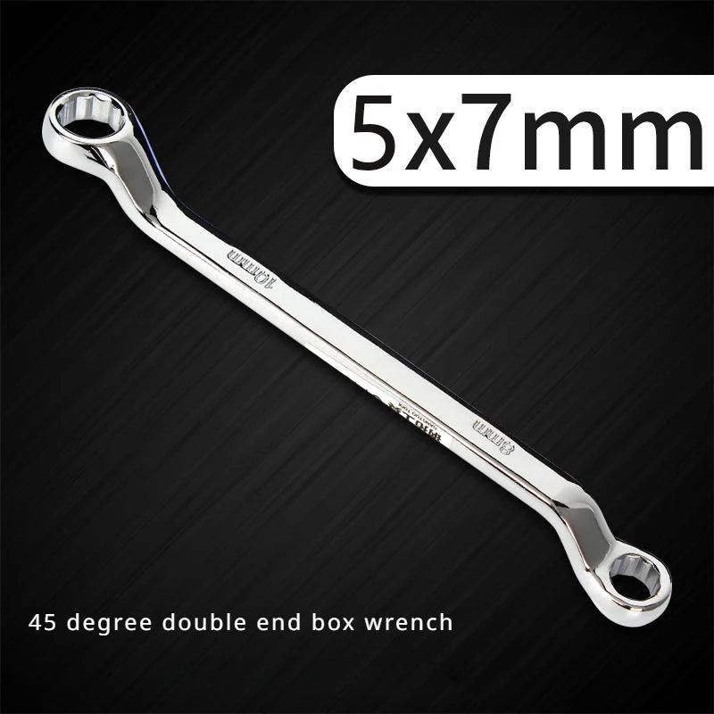 45° Double Offset Box End Wrench – Carbon Steel Ratchet Ring Spanner for Car Repair & Workshop