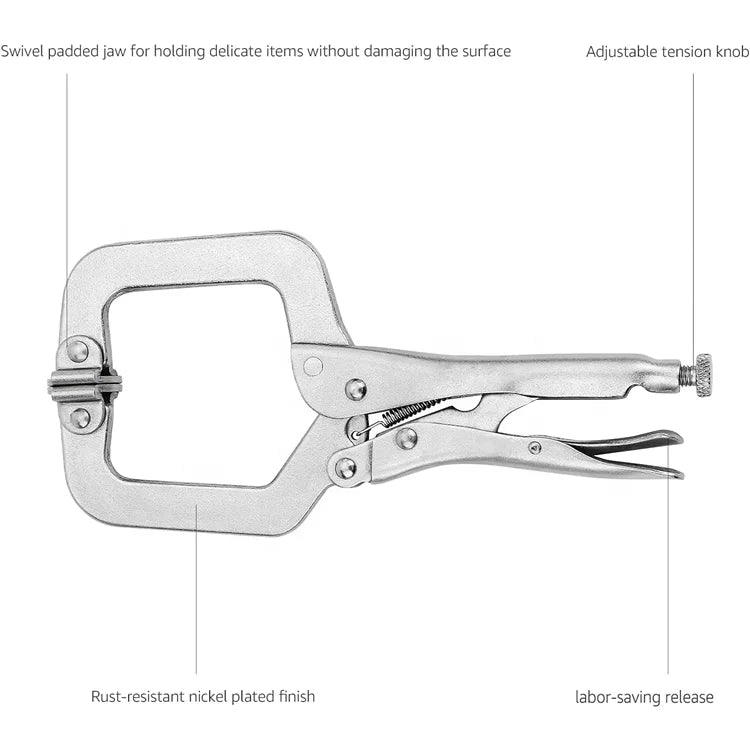 3-Piece C-Clamp Locking Plier Set – 6", 9", 11" Multi-Function Hand Tools for Workshop & DIY