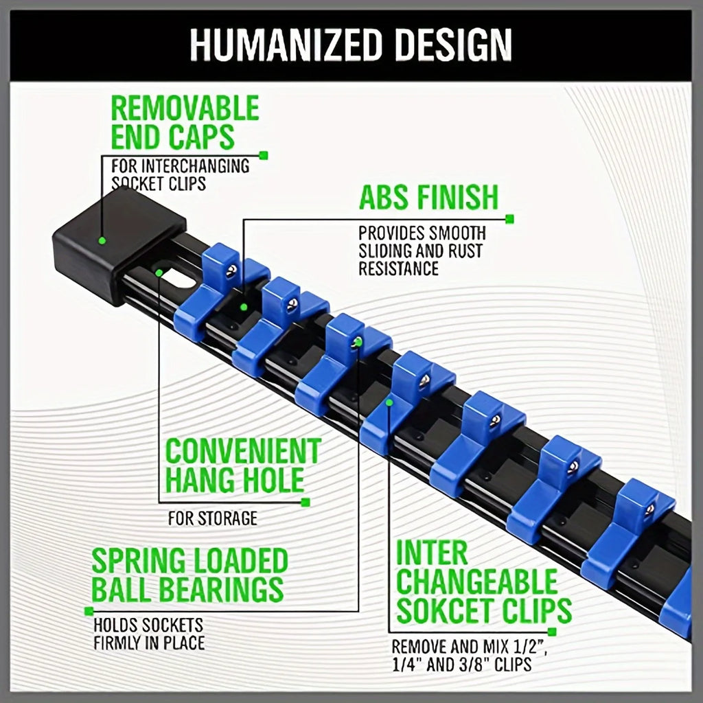 Socket Organizer Drive  6PCS 1/4, 3/8 and 1/2Holds 86 Sockets Premium Quality.