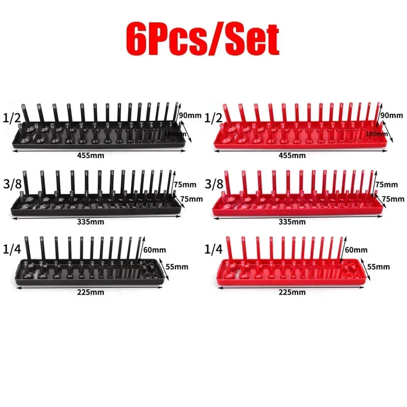 3Pcs Metric Socket Organizer Black