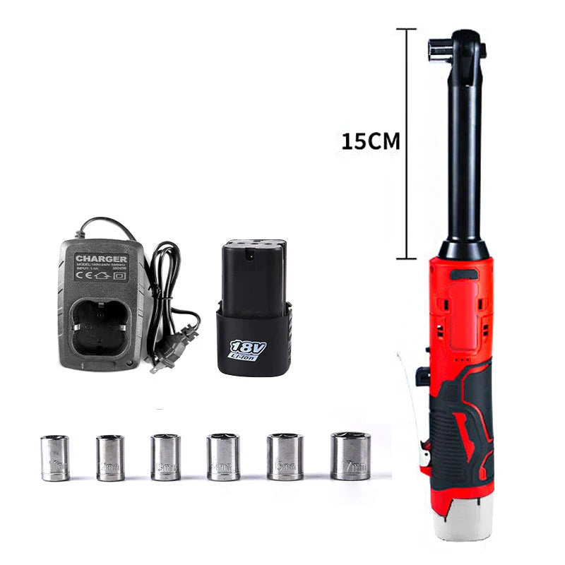 90° Right Angle Electric Ratchet Wrench | 15cm Compact Rechargeable Power Truss Wrench for Tight Space Automotive & DIY Repair