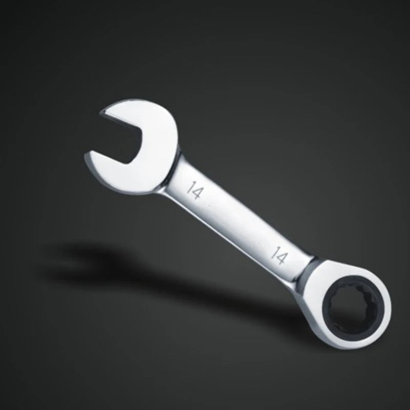 WEELEE Stubby Reversible Ratchet Wrench 8–19mm – CR-V Chrome Steel Socket Spanner Tool for Auto Repair & Mechanics