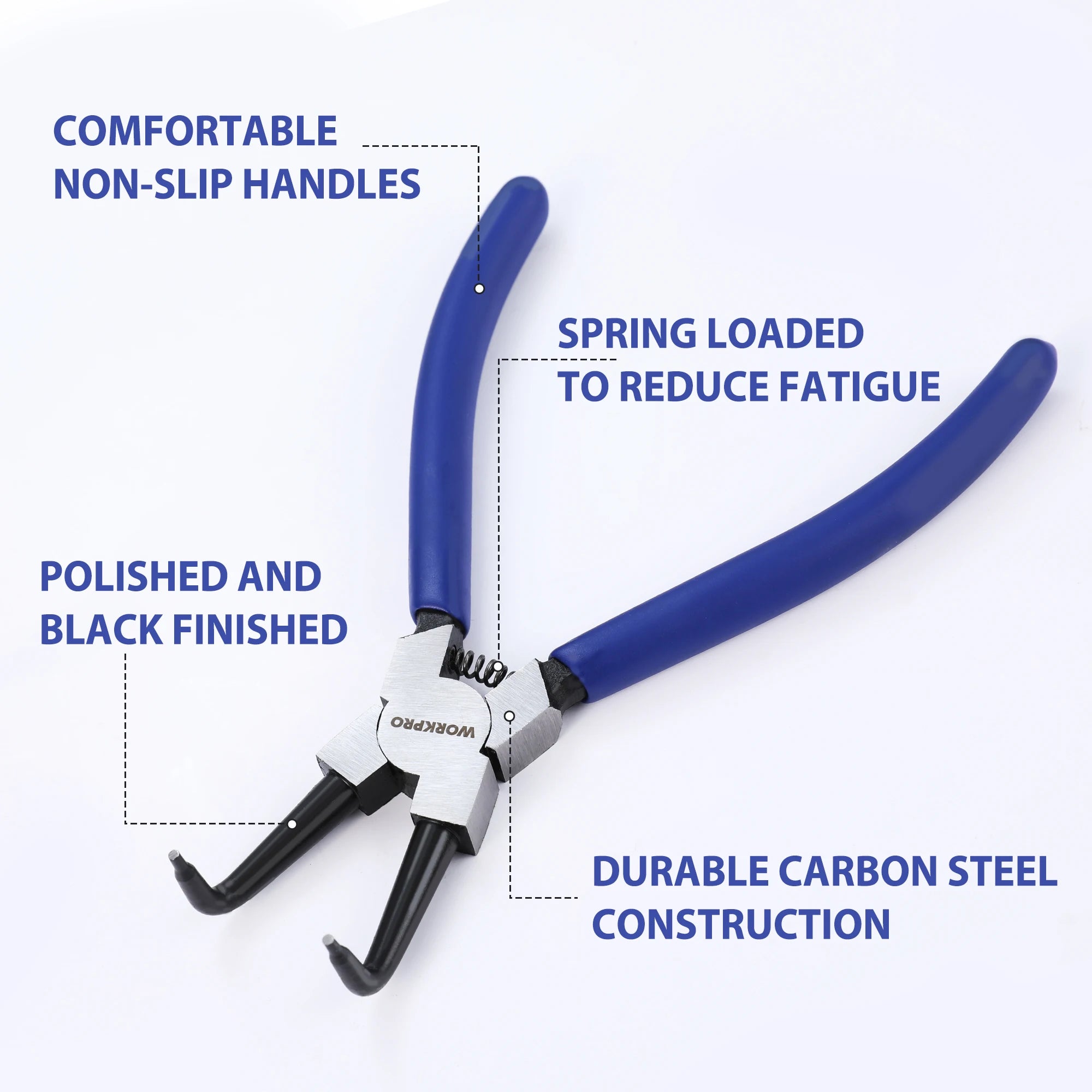 WORKPRO 4Pc Snap Ring Pliers Set 7" Internal External Circlip Pliers Straight & Bent Kit