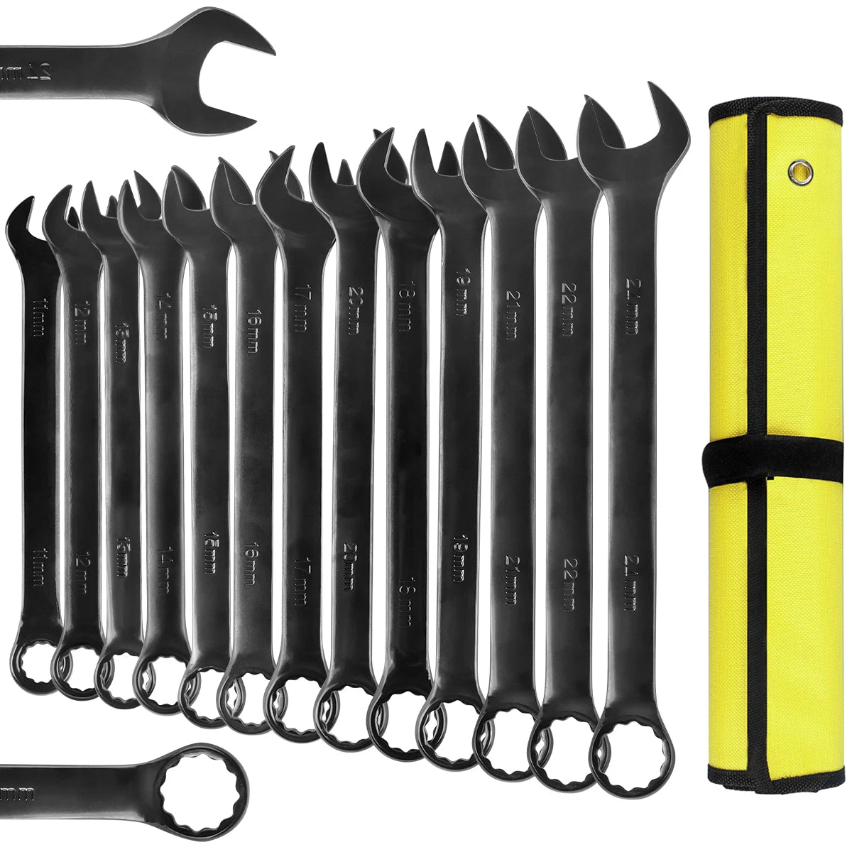 Combination Wrench Set CR-V Steel Open & Box End Spanner Tool Kit – 6–16 Piece Options w/ Pouch