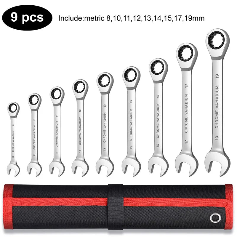 Venmess 12-Point Ratcheting Wrench Set | Metric Set 8–22mm CR-V Steel Garage & Automotive Repair Tool Kit