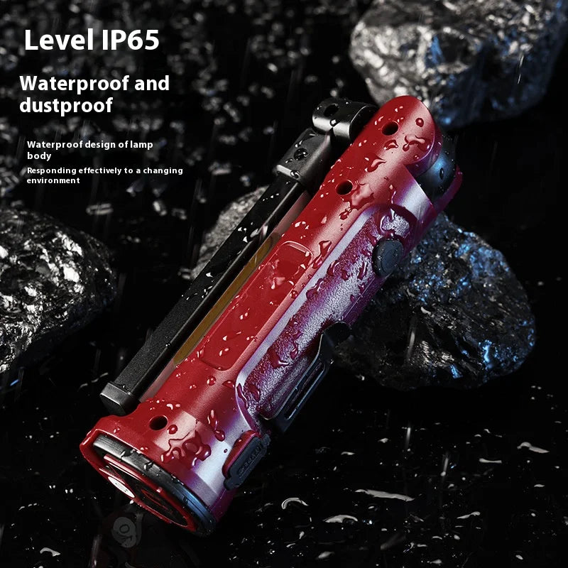 COB Work Light 180° Folding Flashlight USB Rechargeable Portable Camping Emergency Repair Spotlight With Hanging Hook Magnetic