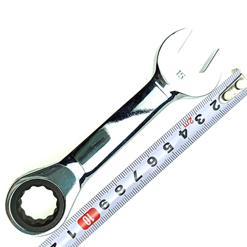 WEELEE Stubby Reversible Ratchet Wrench 8–19mm – CR-V Chrome Steel Socket Spanner Tool for Auto Repair & Mechanics
