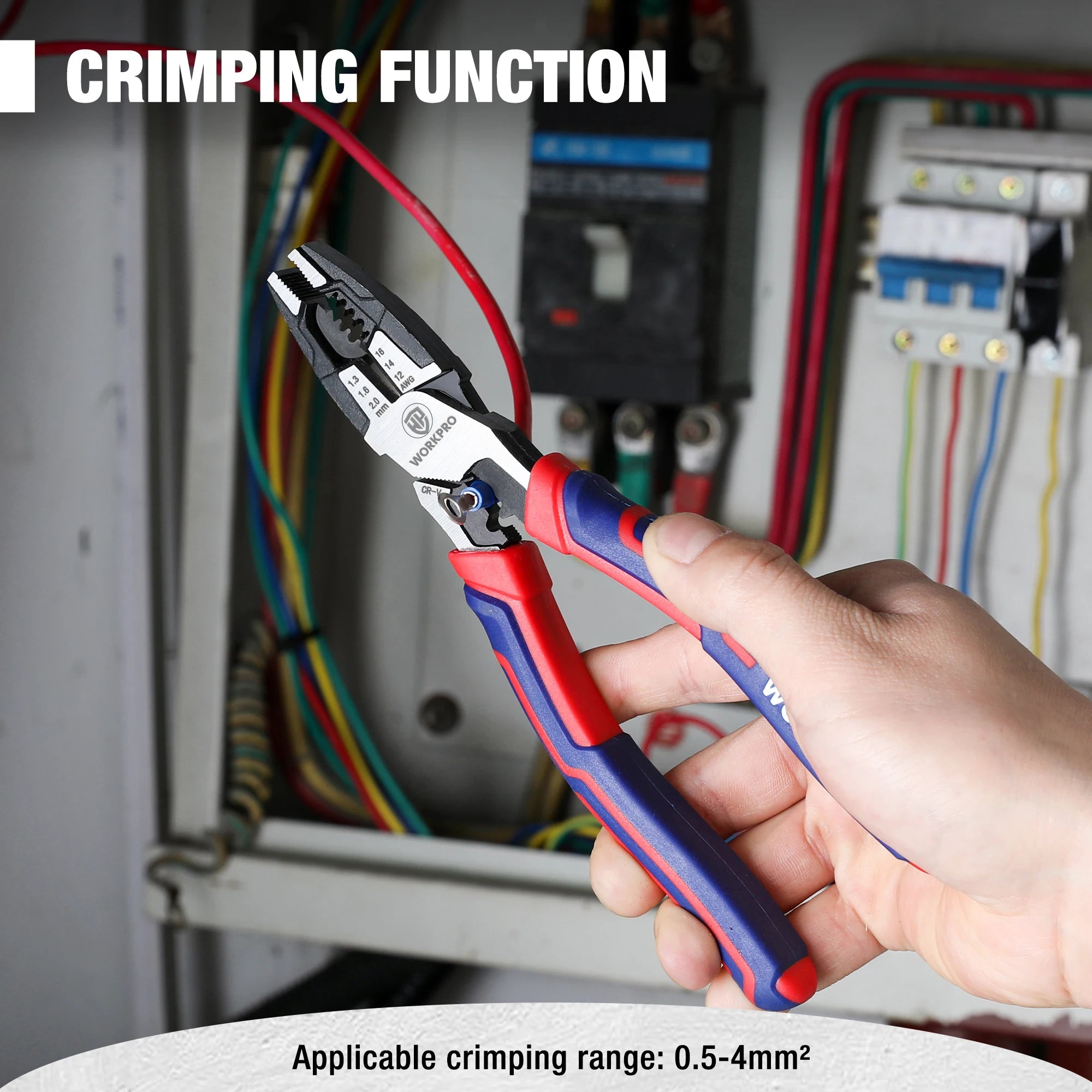WORKPRO 8" Linesman Pliers – CR-V Heavy Duty Wire Cutter & Stripper with Comfort Grip Handles
