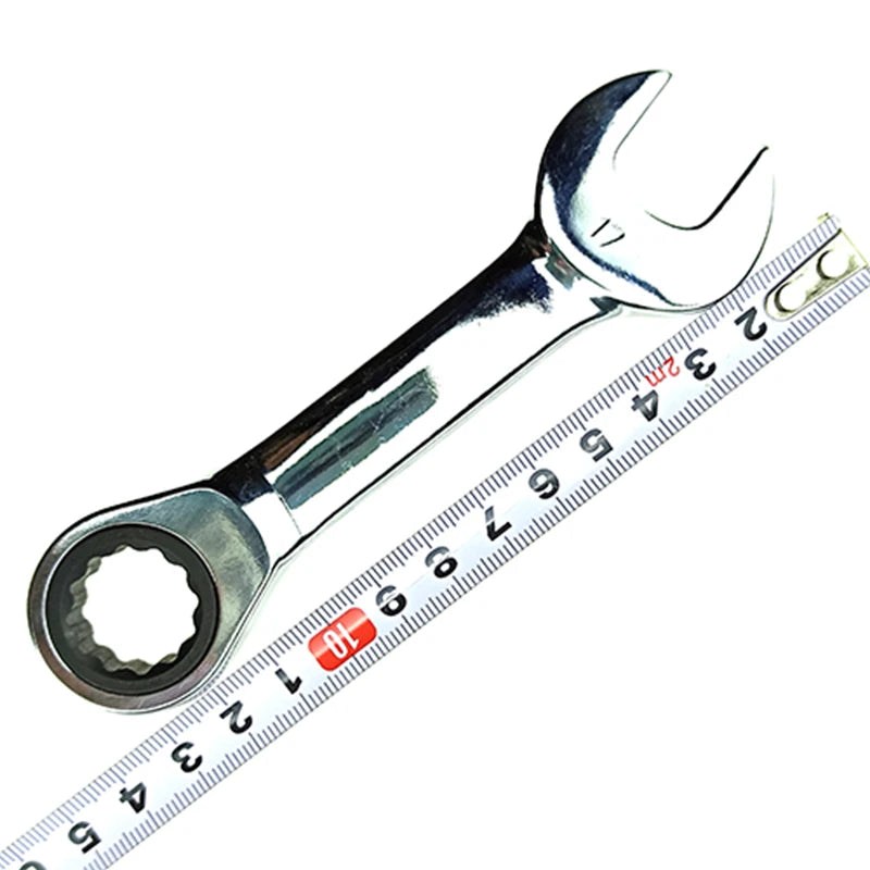 WEELEE Stubby Reversible Ratchet Wrench 8–19mm – CR-V Chrome Steel Socket Spanner Tool for Auto Repair & Mechanics