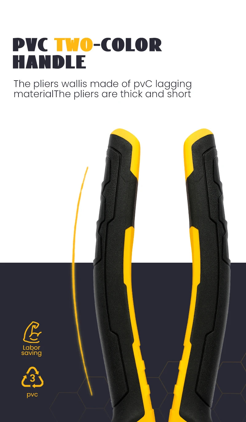 3-Piece Pliers Set – 8" Wire, 6" Long Nose & Diagonal Cutter, Stainless Steel Electrician & DIY Hand Tools