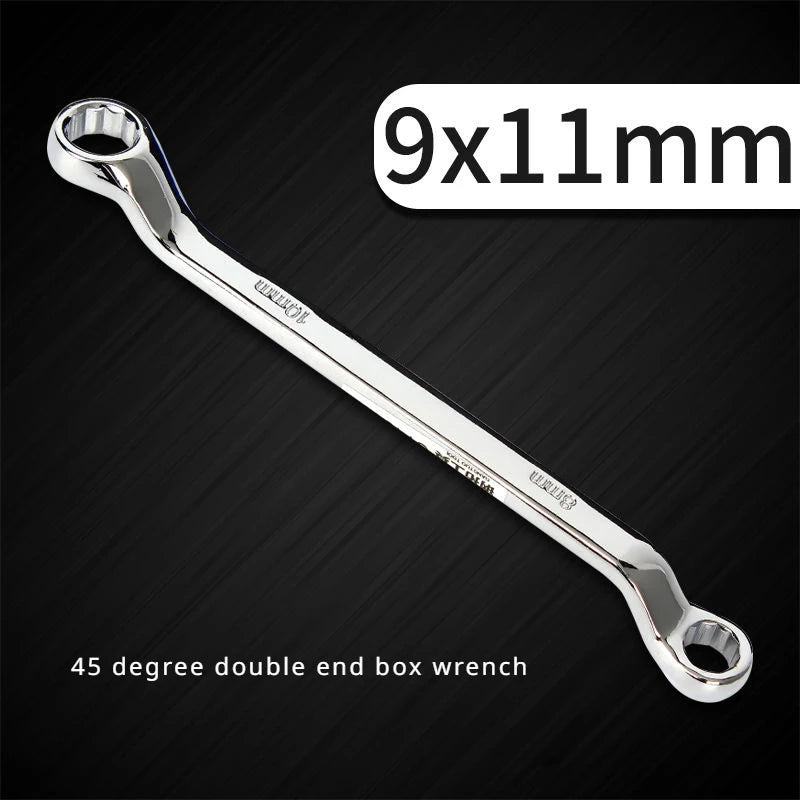 45° Double Offset Box End Wrench – Carbon Steel Ratchet Ring Spanner for Car Repair & Workshop