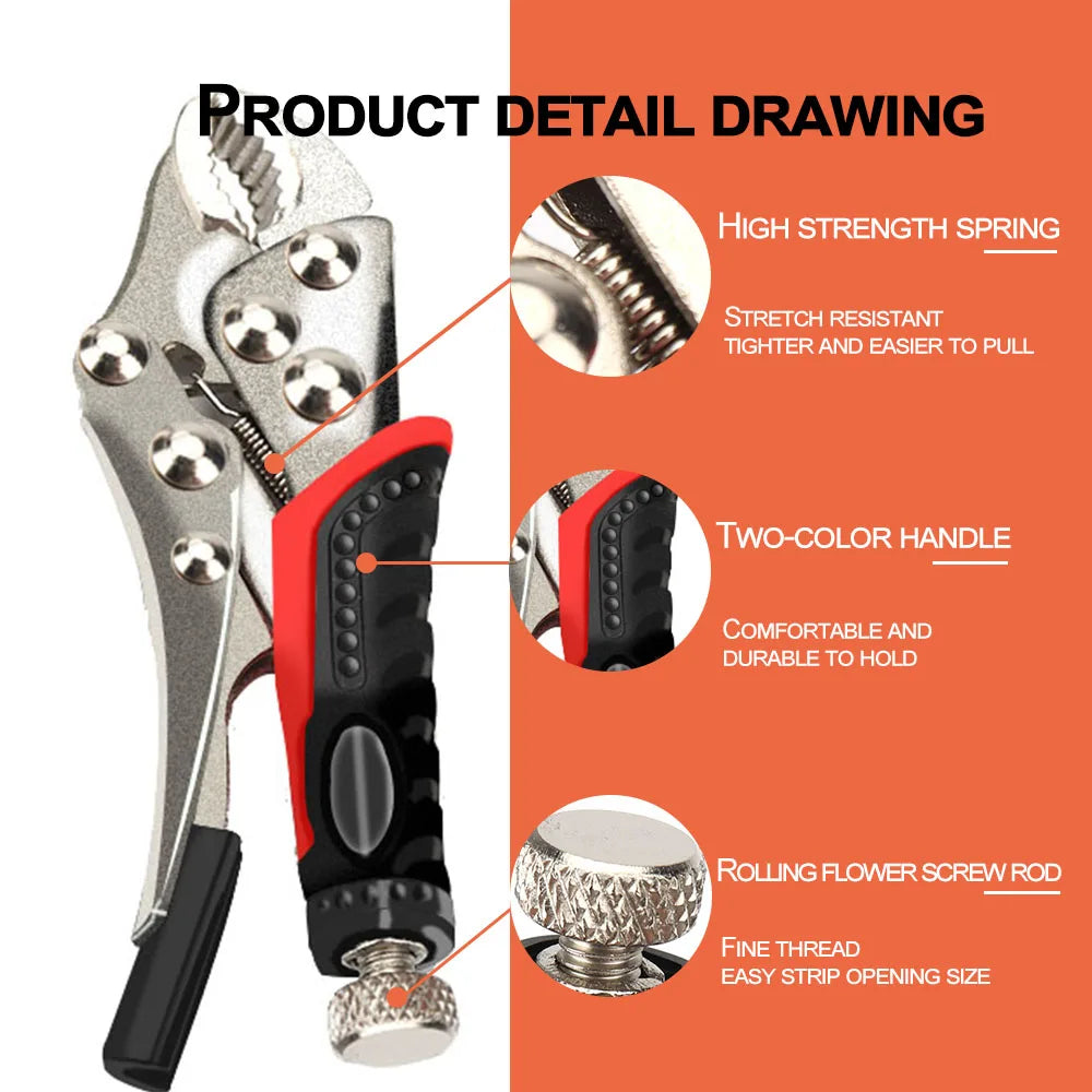3PCS Locking Pliers Set – Curved Jaw, Long Nose & C-Clamp Carbon Steel Welding & DIY Tool Kit