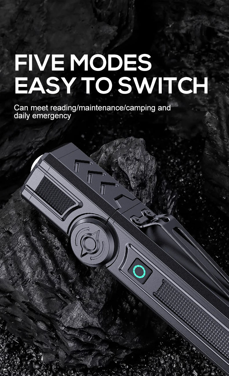 Multifunctional USB Rechargeable Flashlight with Magnet Powerful COB LED Work Light Waterproof Torch