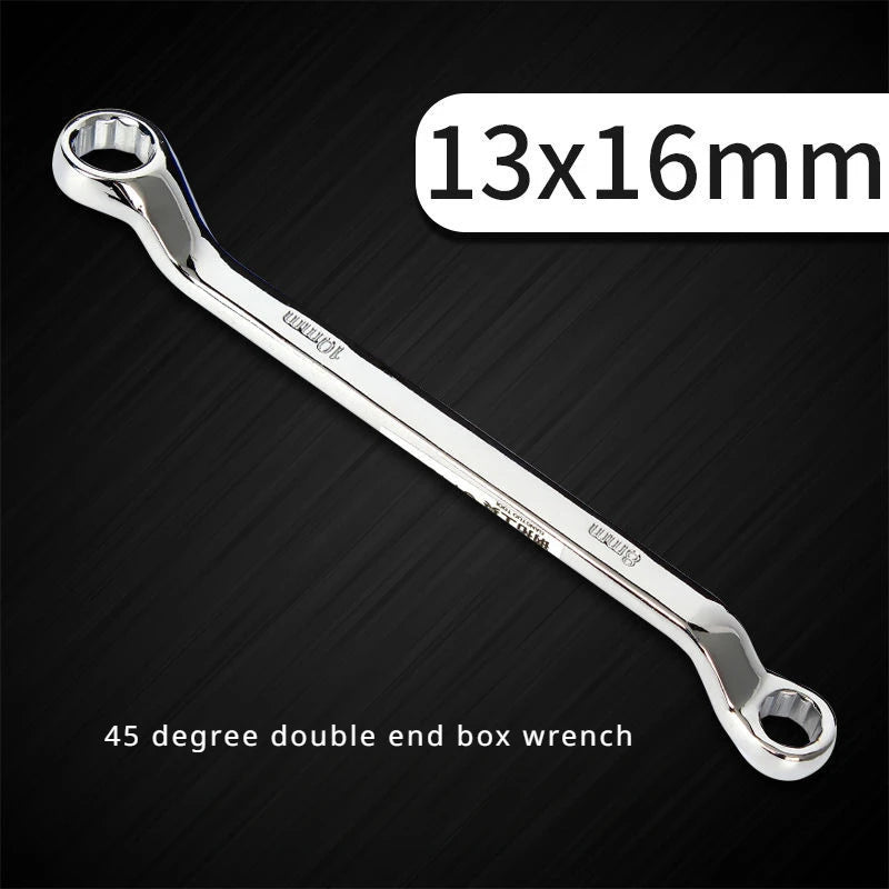 45° Double Offset Box End Wrench – Carbon Steel Ratchet Ring Spanner for Car Repair & Workshop
