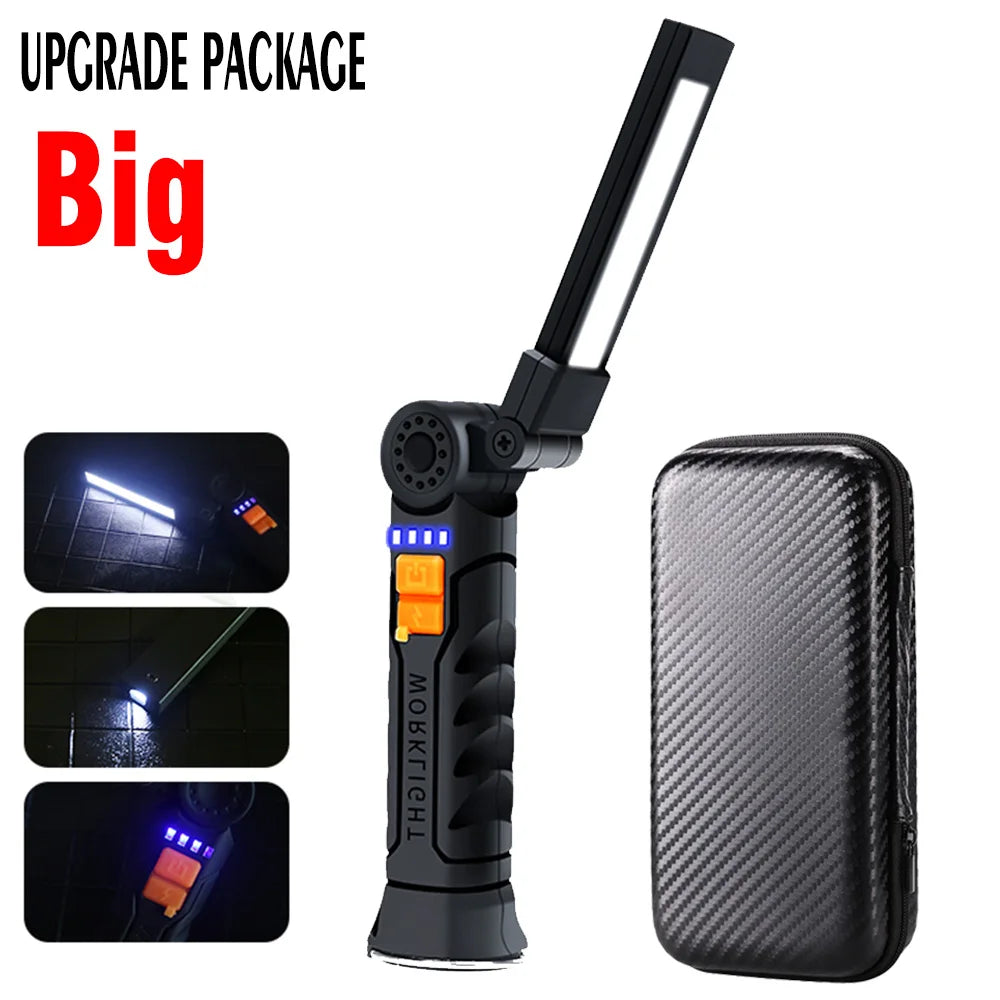 Small Rechargeable LED Flashlight Work Light with Magnet & Hook, Waterproof!