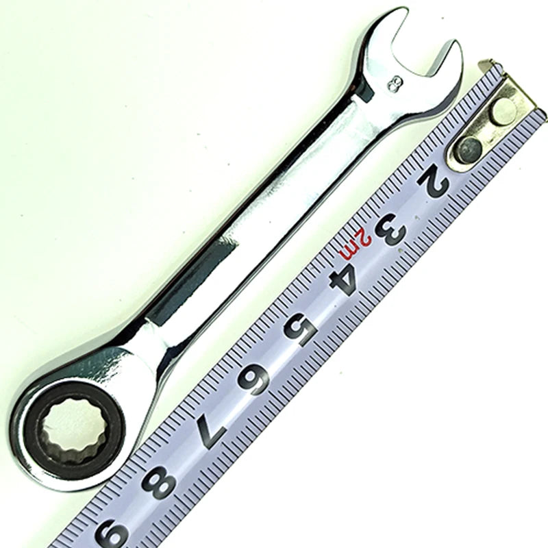 WEELEE Stubby Reversible Ratchet Wrench 8–19mm – CR-V Chrome Steel Socket Spanner Tool for Auto Repair & Mechanics
