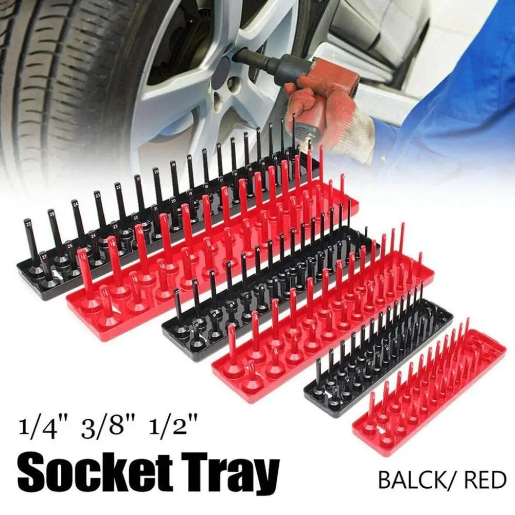 3 Pcs/1/4'' 3/8'' 1/2'' Socket Organizer Sleeve Holder Garage Storage Tool Metric SAE Plastic Home Tool Rack Tray Organizer