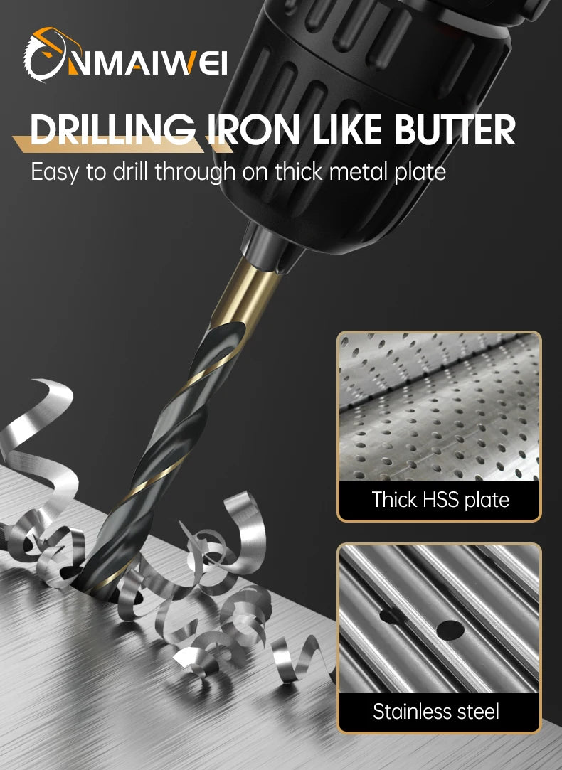 M2 10PC 1-13mm Drill Bits High Strength, Drill Stainless Steel And Other Metals