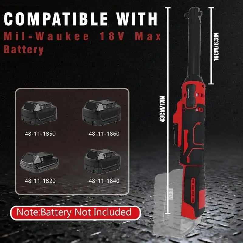 3/8” Cordless Electric Ratchet Wrench (Tool Only) | 18V Compatible, 45 Ft-Lbs Torque, LED Light