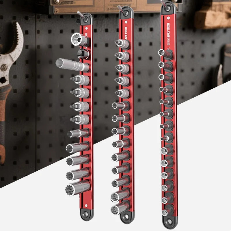 Magnetic Aluminum Socket Organizer Rail 1/4, 3/8 and 1/2