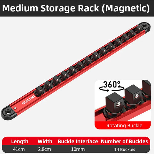 Magnetic Socket Organizer Wall-Mounted Bracket Tool Storage Strip