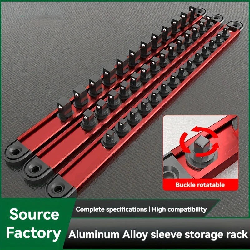 Aluminum alloy magnetic socket organizer (1 or 3 pieces), 1/4, 3/8 and 1/2.