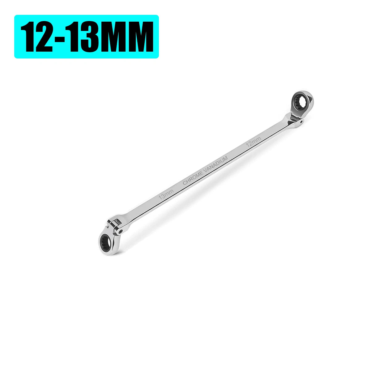 Extra Long Flex-Head Ratcheting Double Box End Wrench, Metric 8-19mm