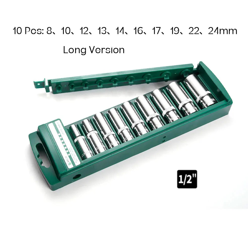 Hex Socket Wrench Head Set 1/4 3/8 1/2 Short Long Socket Deep Nut Driver