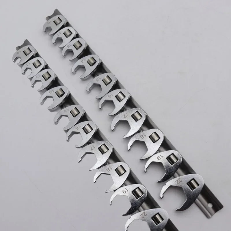 Crowfoot Wrench Set 10–22mm | 3/8” Drive Open End Carbon Steel L-Type Crowfoot Socket Wrenches for Tight Space Repair