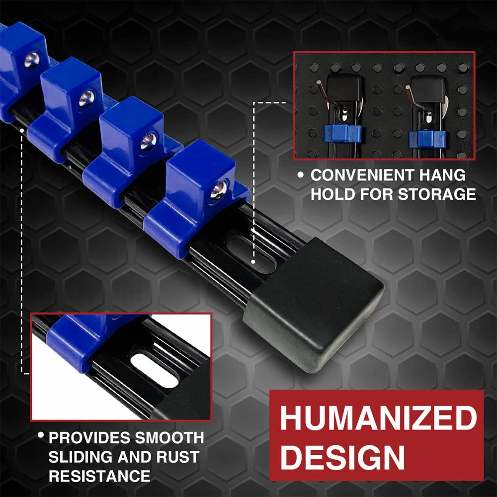 Socket Organizer 360-Degree Rotating Portable Socket Storage Rack 1/4-inch, 3/8-inch, 1/2-inch.