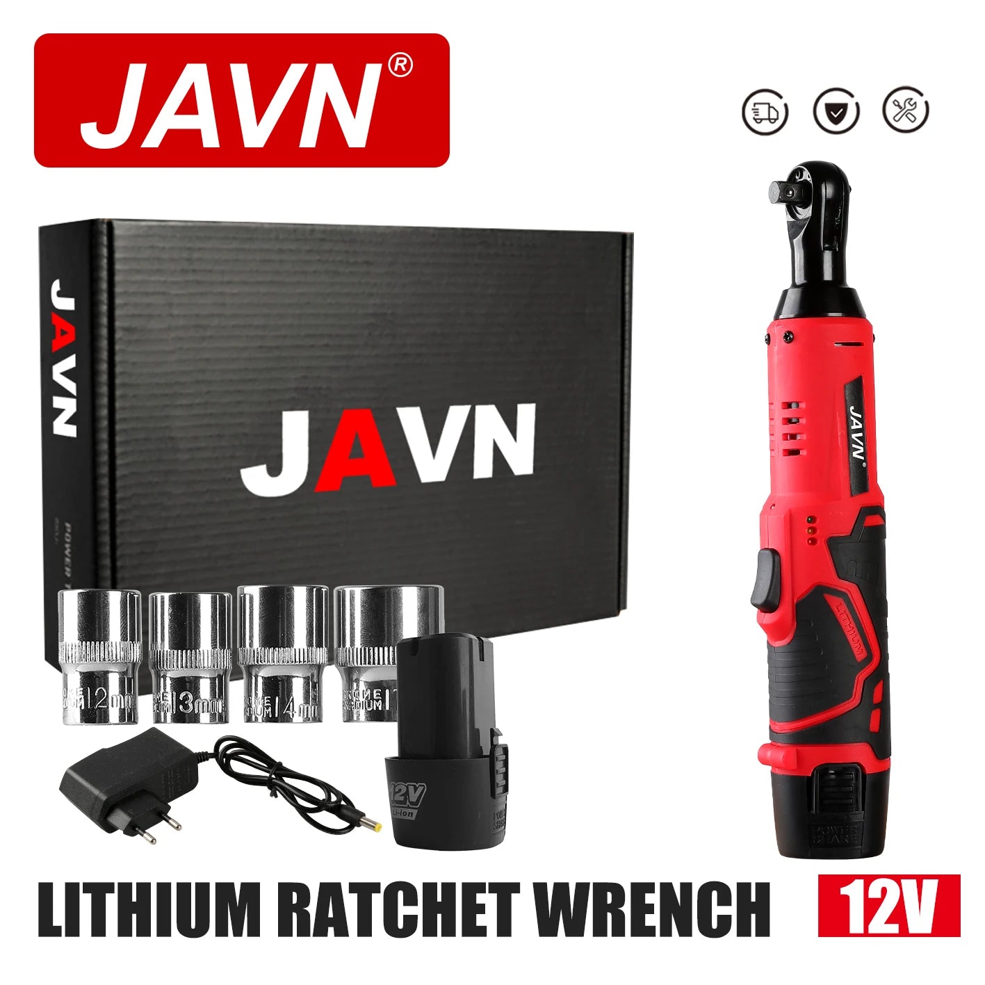 JAVN 12V Cordless Ratcheting Wrench, 45NM 3/8''