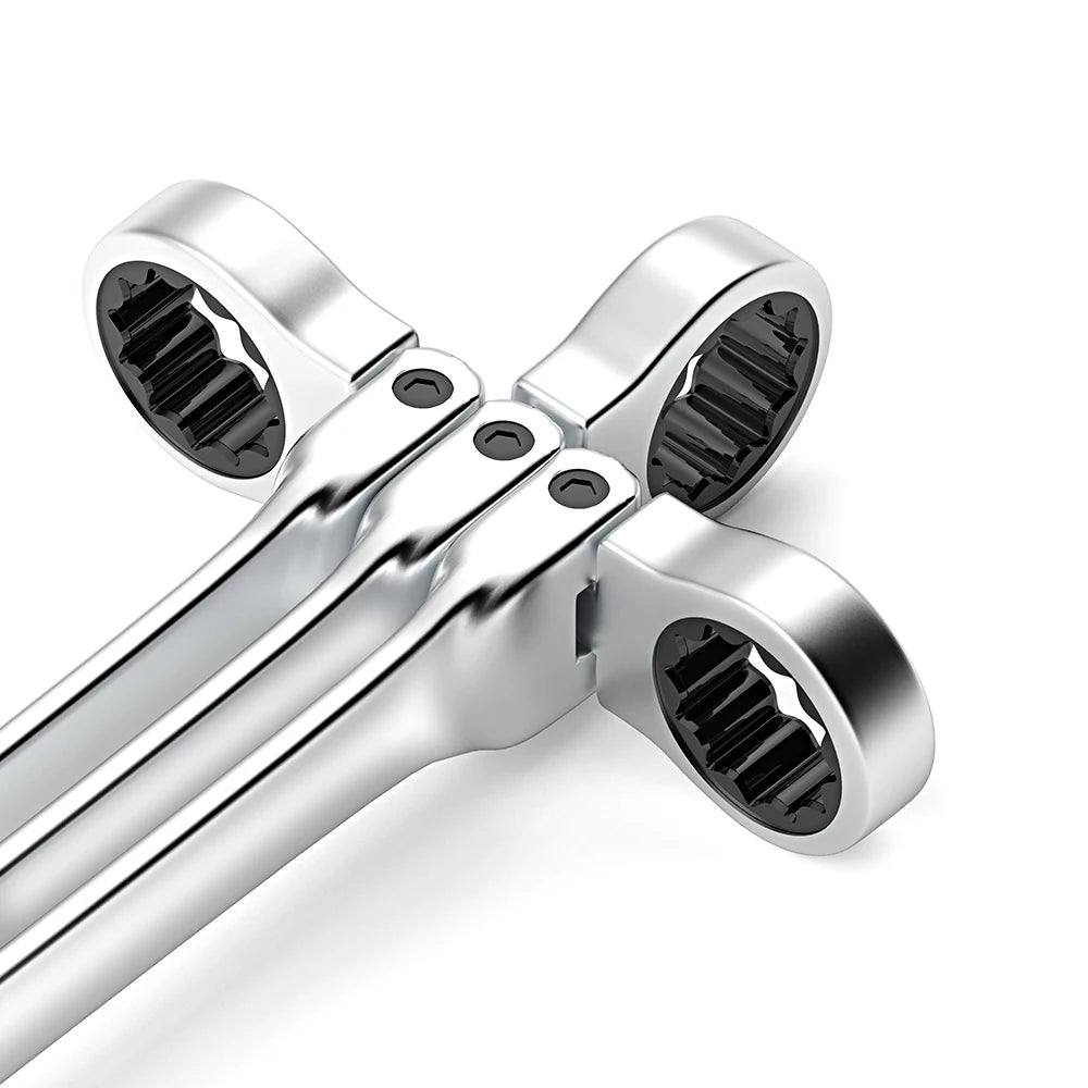 Ratcheting Flex-Head Wrench Set 8-22mm Combination With Canvas Bag