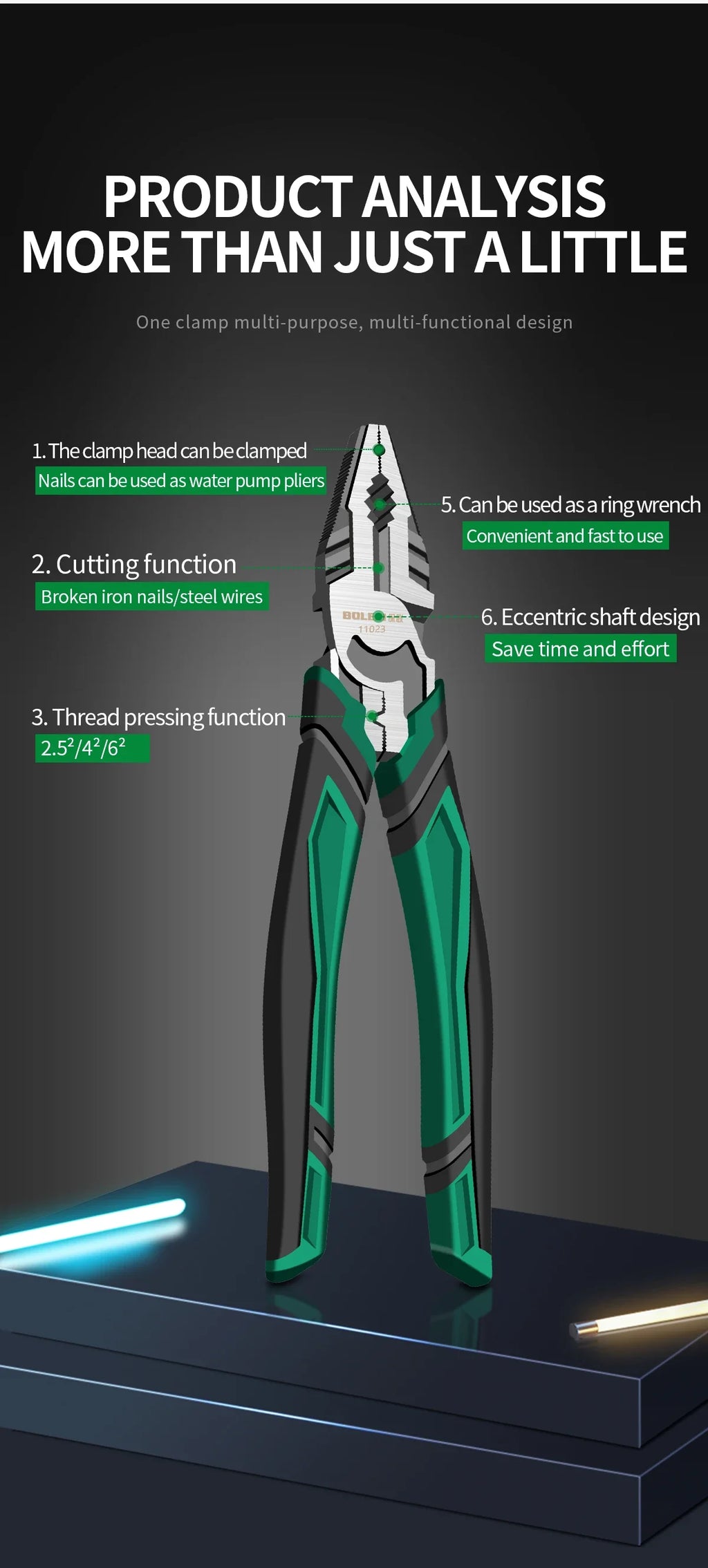 6" Multifunctional Wire Pliers – CR-V Steel Wire Stripper, Cutter & Gripping Tool for Electricians & DIY