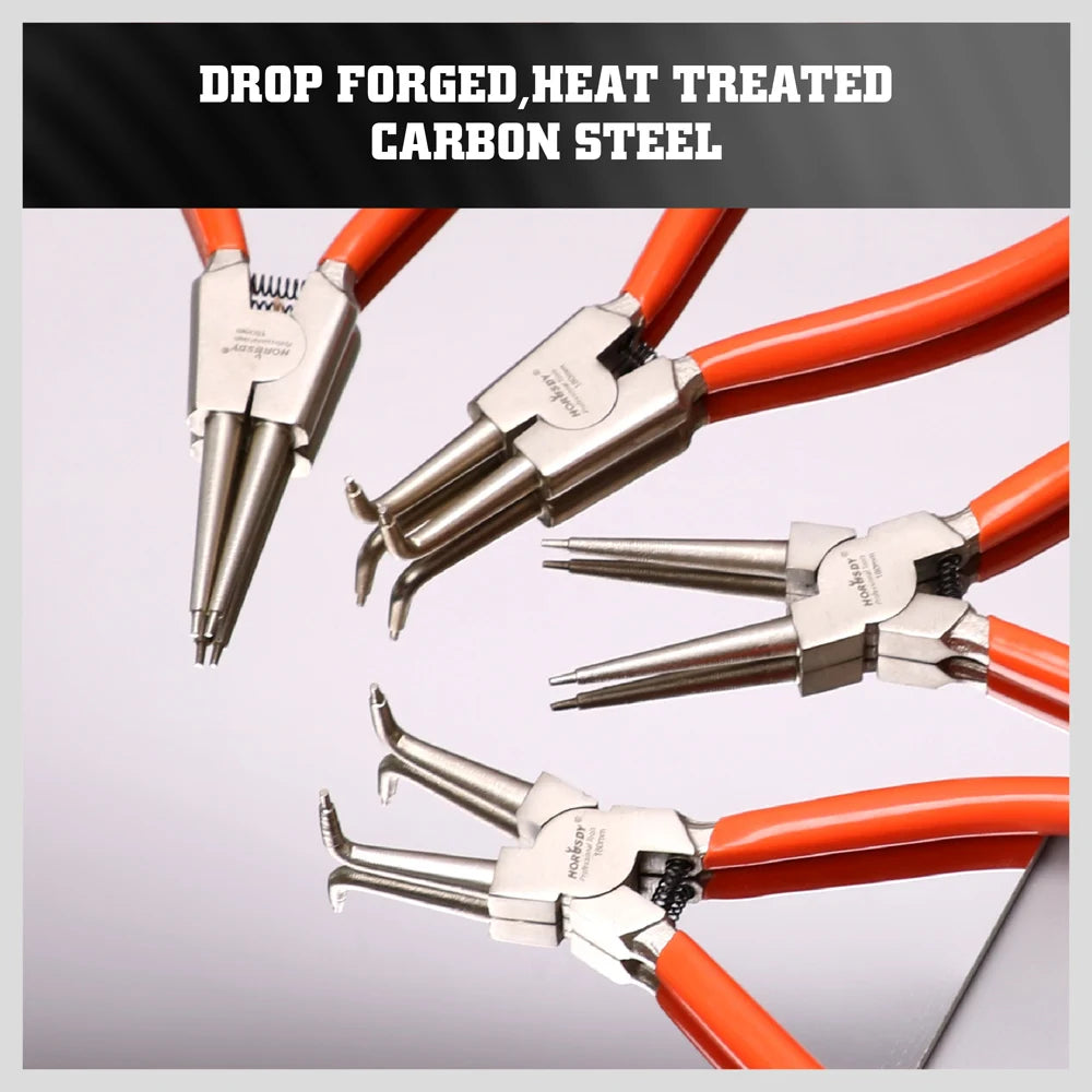 4Pc Snap Ring Pliers Set 7” Internal External Circlip Pliers Bent Straight Tip with Storage Bag