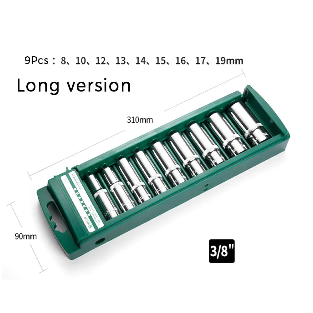 Hex Socket Wrench Head Set 1/4 3/8 1/2 Short Long Socket Deep Nut Driver