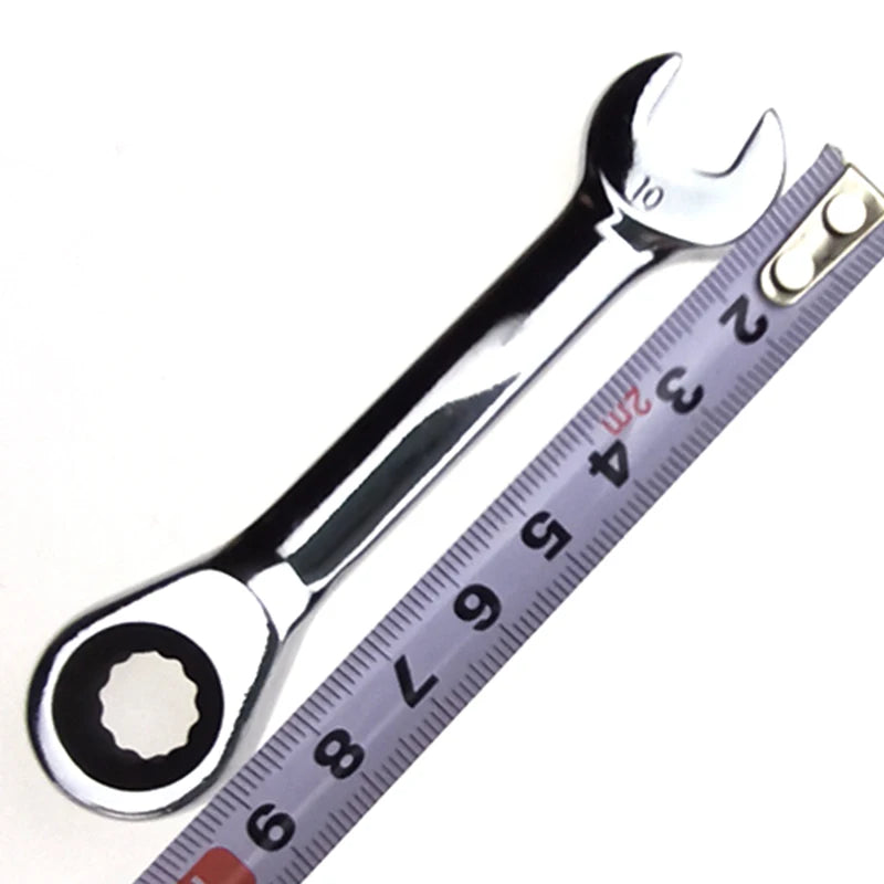 WEELEE Stubby Reversible Ratchet Wrench 8–19mm – CR-V Chrome Steel Socket Spanner Tool for Auto Repair & Mechanics