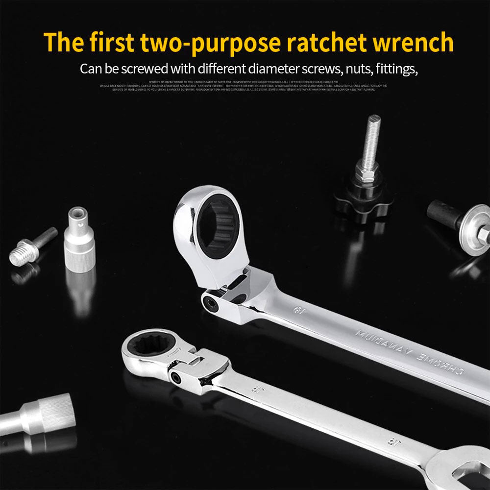 Binoax 6–24mm Flexible Head Ratchet Wrench Set Cr-V Combination Spanner Dual End Auto Repair Tool