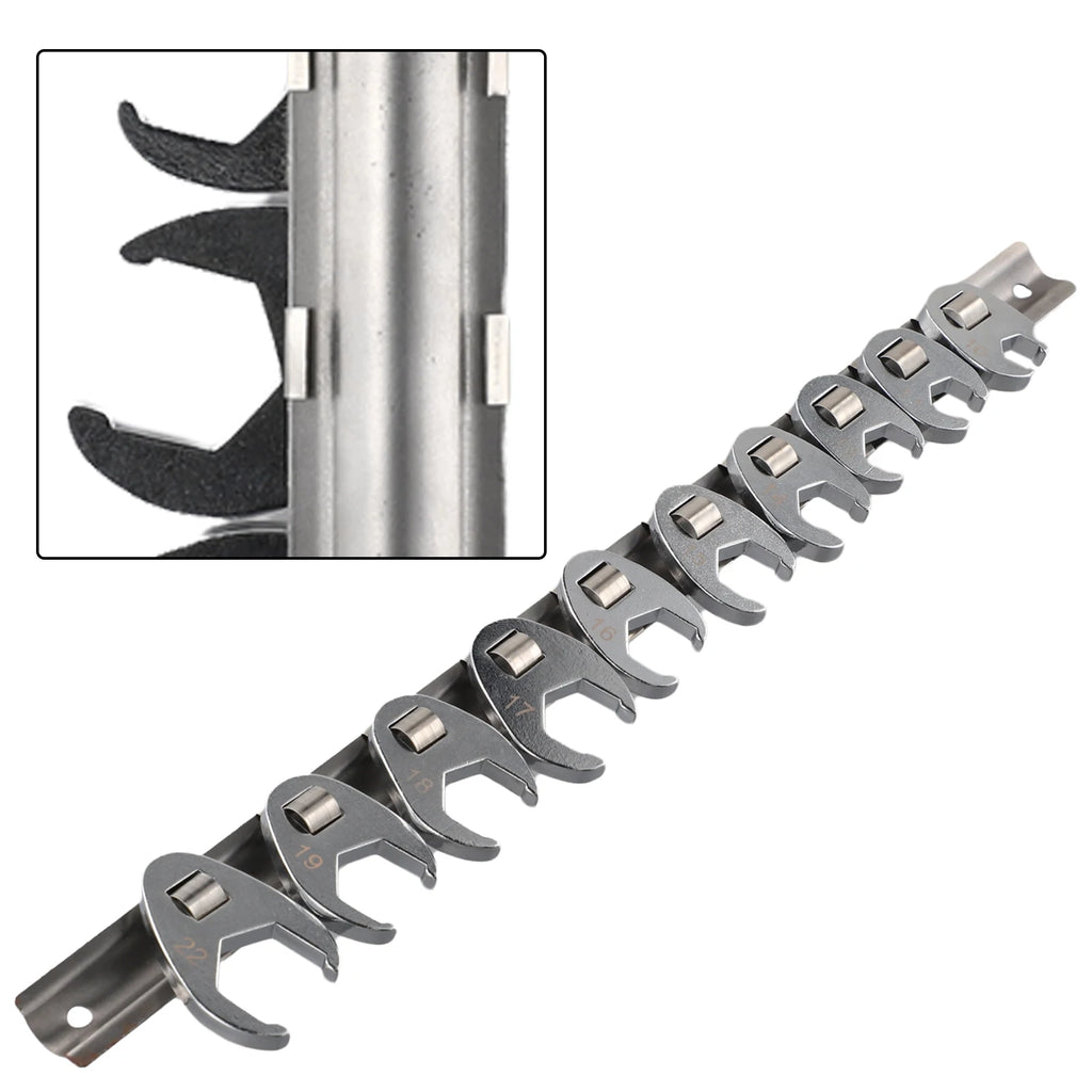 10Pcs 3/8Inch Drive Crowfoot Wrench 10mm To 22mm Metric Foot Open End For Torque Wrench Keys Set.