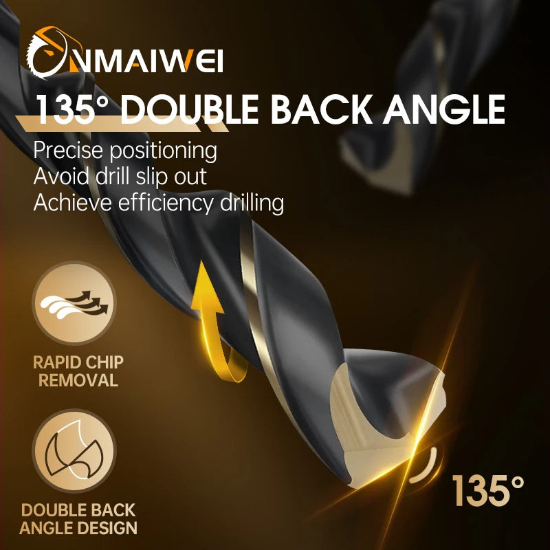 M2 10PC 1-13mm Drill Bits High Strength, Drill Stainless Steel And Other Metals