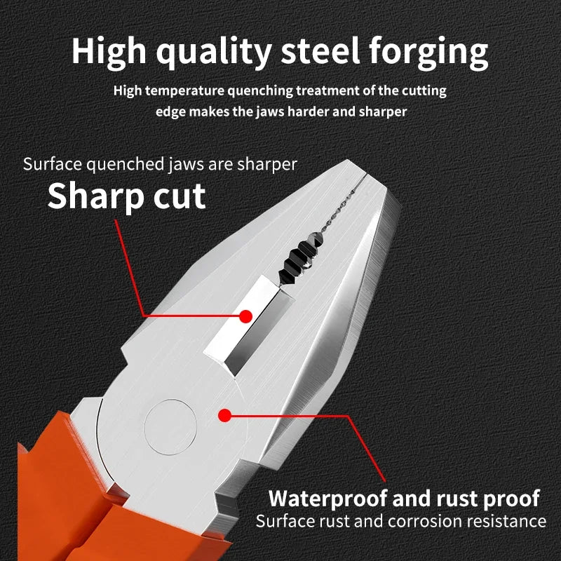 6"/8" Industrial Wire Pliers – Labor-Saving Multifunctional Long Nose Hand Tool for Cutting, Gripping & DIY