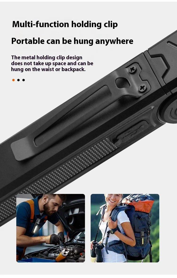 Multifunctional USB Rechargeable Flashlight with Magnet Powerful COB LED Work Light Waterproof Torch