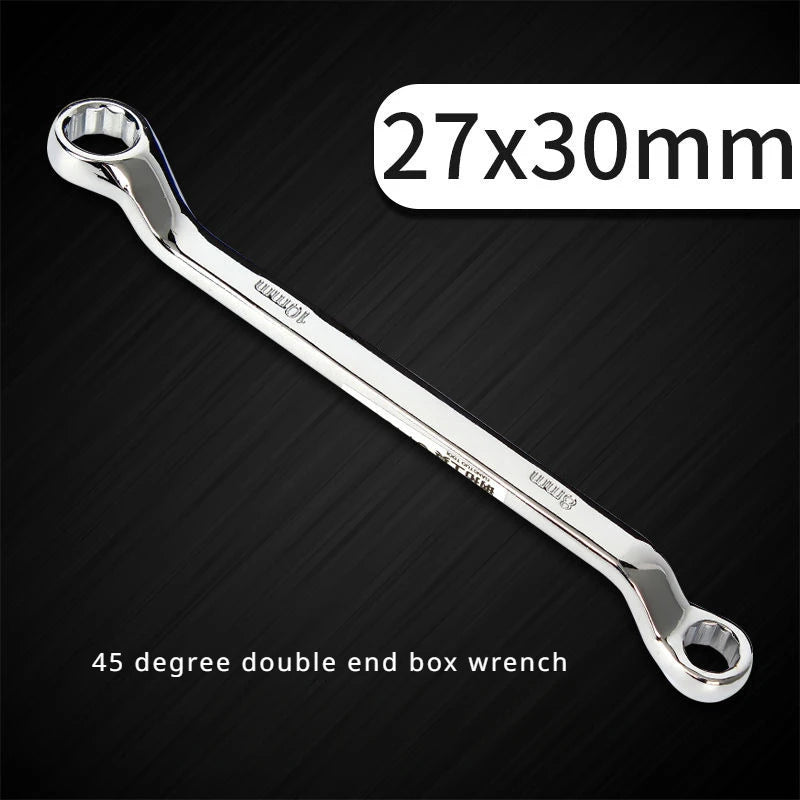 45° Double Offset Box End Wrench – Carbon Steel Ratchet Ring Spanner for Car Repair & Workshop