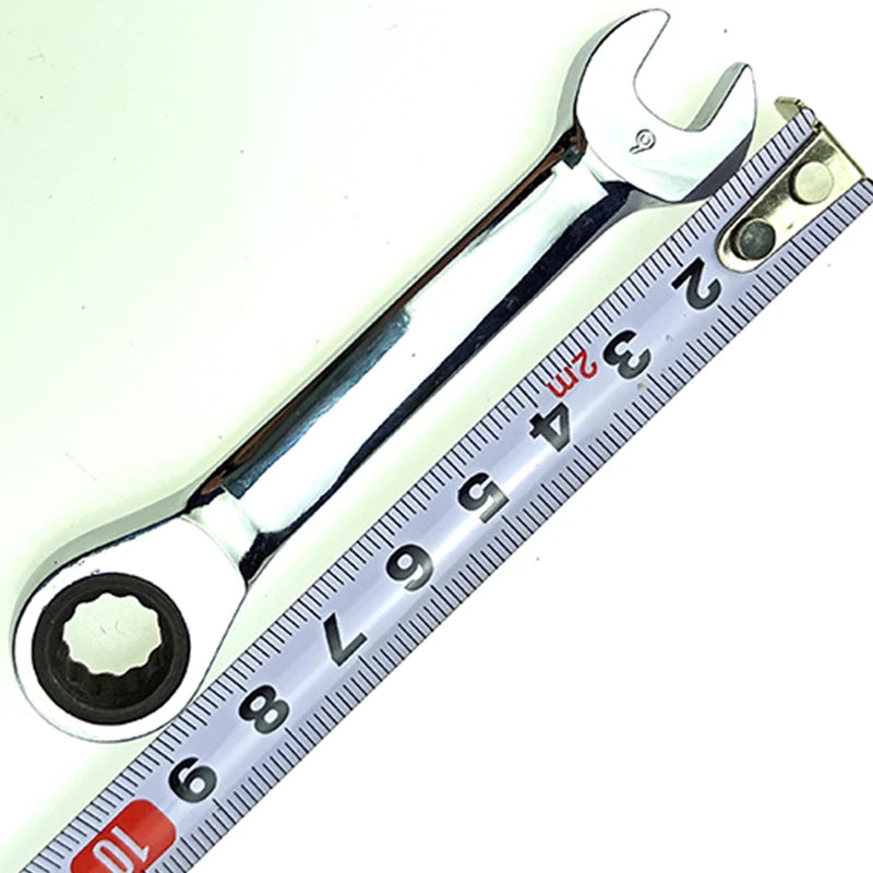 WEELEE Stubby Reversible Ratchet Wrench 8–19mm – CR-V Chrome Steel Socket Spanner Tool for Auto Repair & Mechanics
