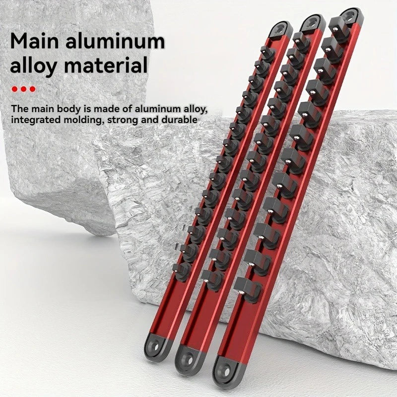 Aluminum alloy magnetic socket organizer (1 or 3 pieces), 1/4, 3/8 and 1/2.