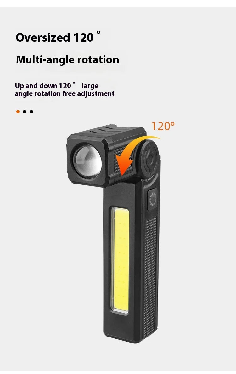 Multifunctional USB Rechargeable Flashlight with Magnet Powerful COB LED Work Light Waterproof Torch