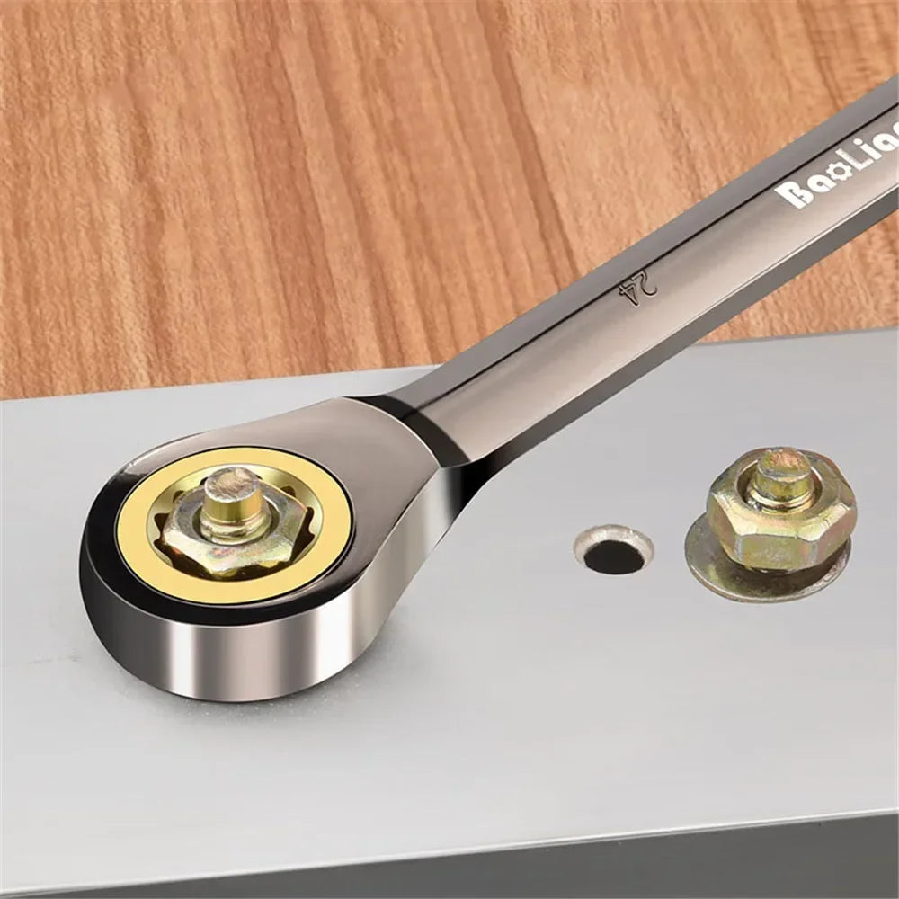 Chrome Vanadium Steel Ratchet Wrench Set | Mirror Polish Double End Mechanic Tool Kit, Rust-Resistant Heavy Duty Repair Wrench Set