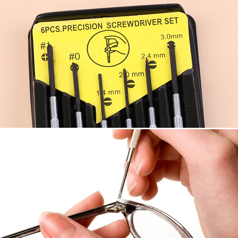 6-Piece Small Screwdriver Set Precision Tool Steel Screwdrivers for Watches & Electronics