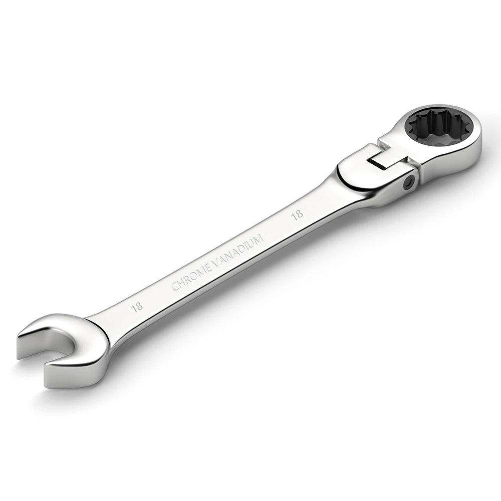 Ratcheting Flex-Head Wrench Set 8-22mm Combination With Canvas Bag